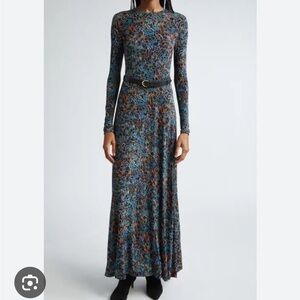 Ulla Johnson Naia Amari jersey ruched fitted long sleeve printed knit dress rare